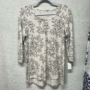 J Jill Luxe Supima A-Line Tunic Floral Print Relaxed Small
